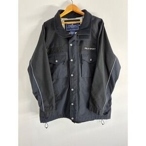 Polo Sport Ralph Lauren Sportsman Jacket Black‎ Vintage Mens Large Coat